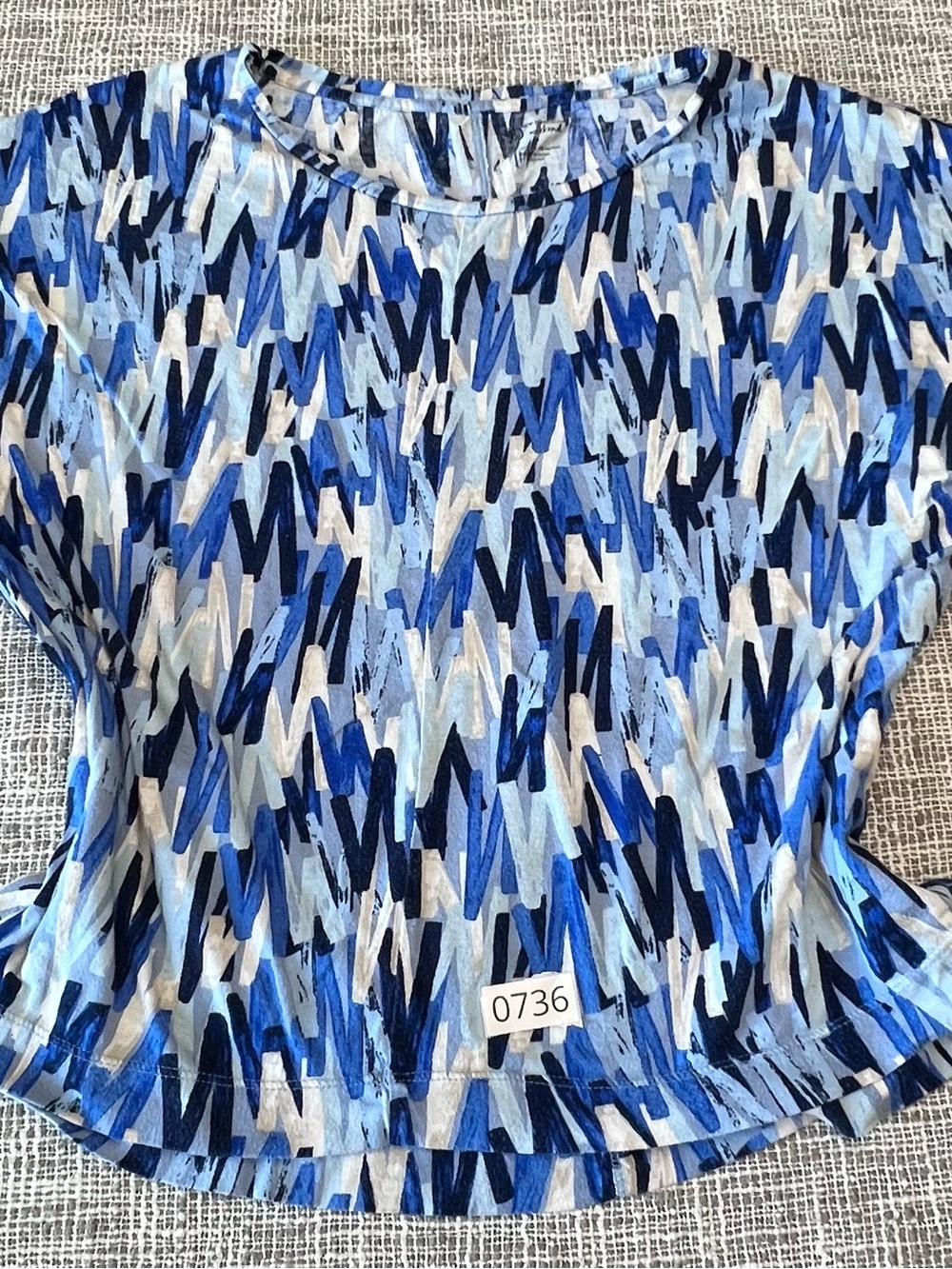 new directions Blue Multi-Brushstroke Short Sleeve Tee